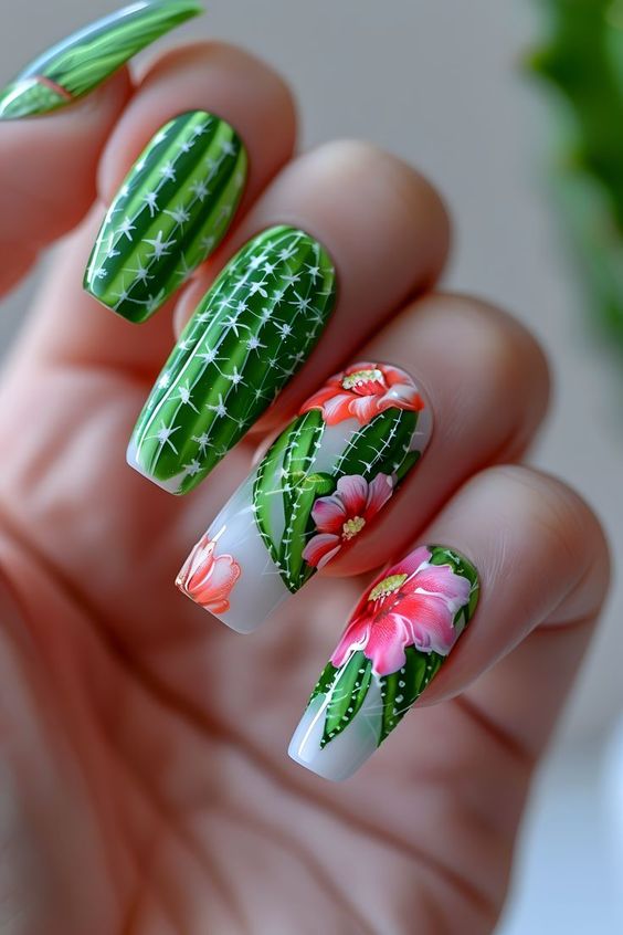 Cactus Garden Nail Art